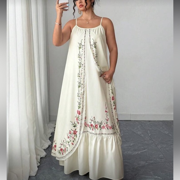 Boho Plus Floral Print Tropical Cami Maxi Dress - Picture 6 of 6